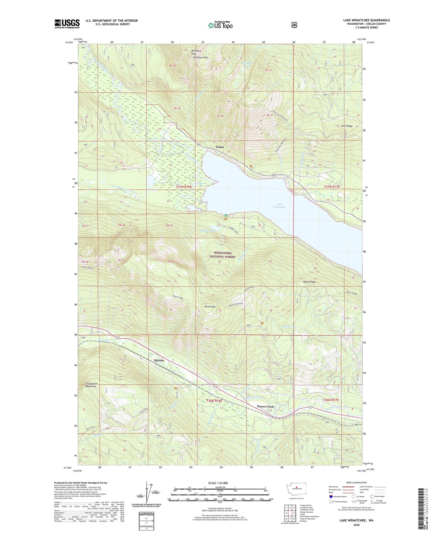 Lake Wenatchee Washington US Topo Map Image
