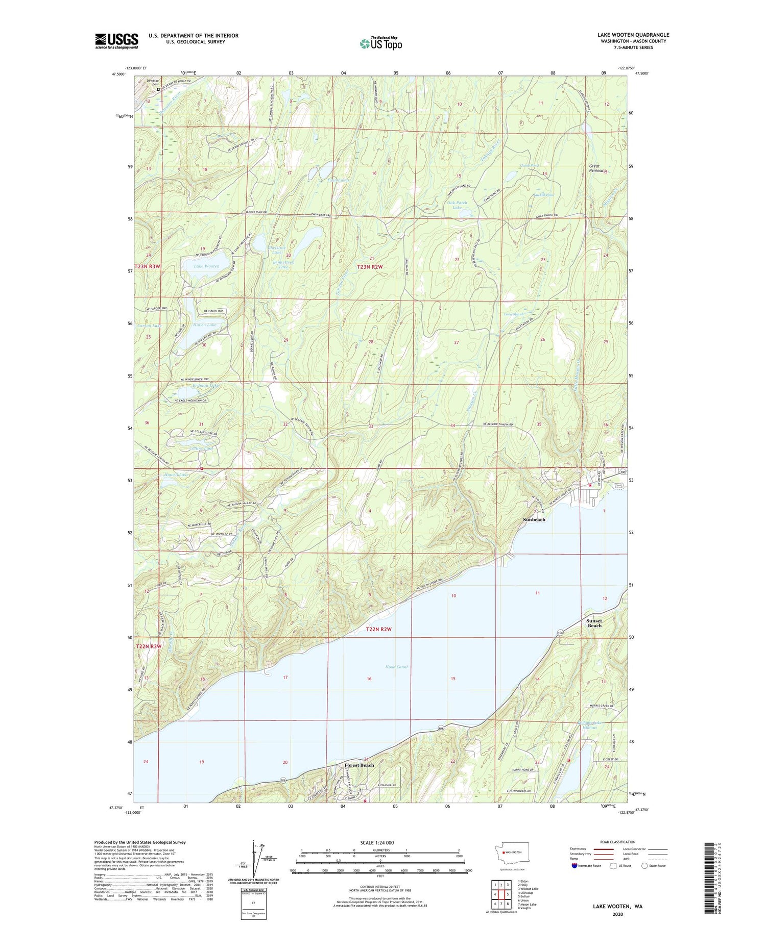 Lake Wooten Washington US Topo Map Image