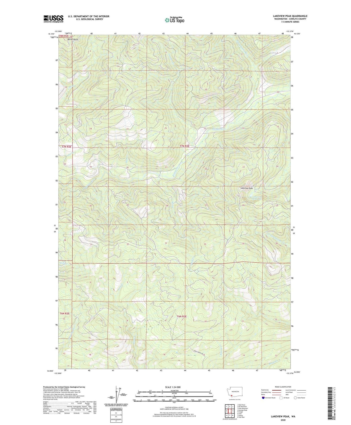Lakeview Peak Washington US Topo Map Image