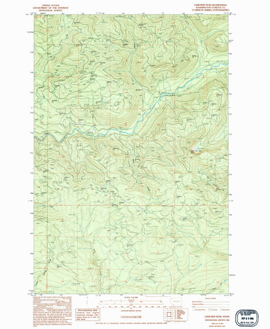 Classic USGS Lakeview Peak Washington 7.5'x7.5' Topo Map Image