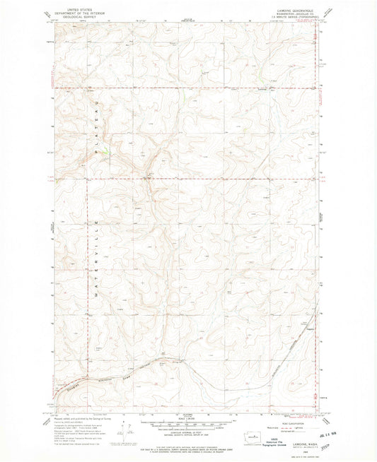 Classic USGS Lamoine Washington 7.5'x7.5' Topo Map Image