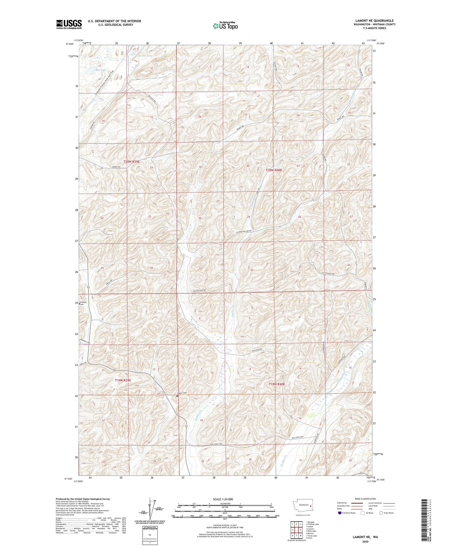 Lamont NE Washington US Topo Map Image