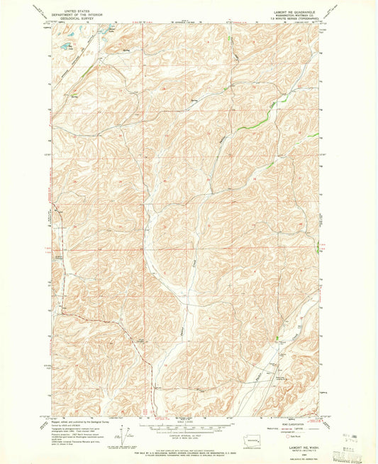 Classic USGS Lamont NE Washington 7.5'x7.5' Topo Map Image