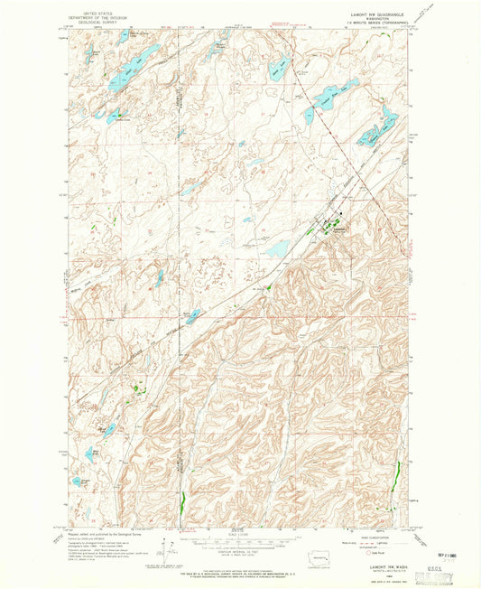 Classic USGS Lamont Washington 7.5'x7.5' Topo Map Image