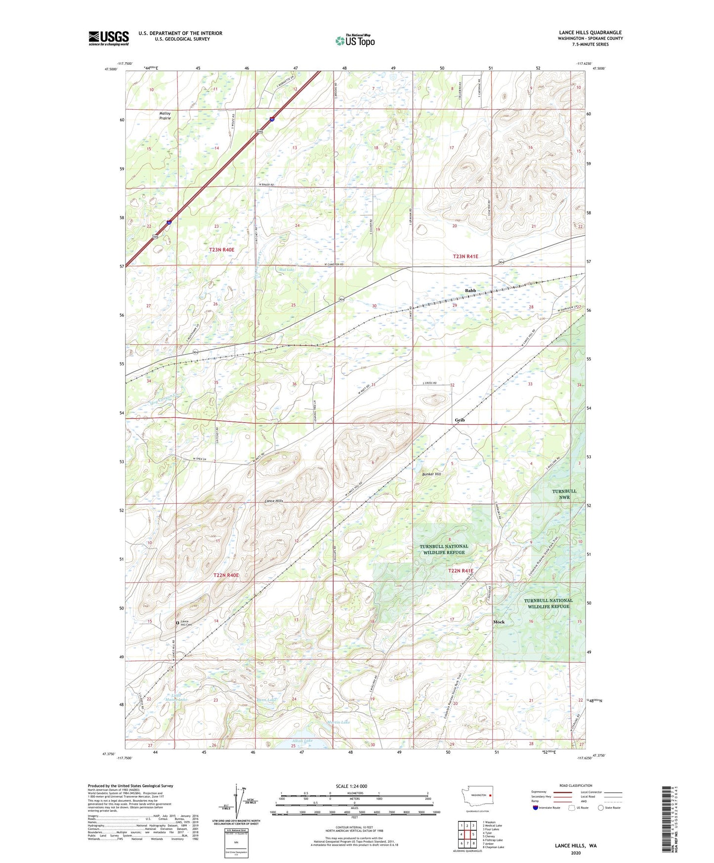Lance Hills Washington US Topo Map Image