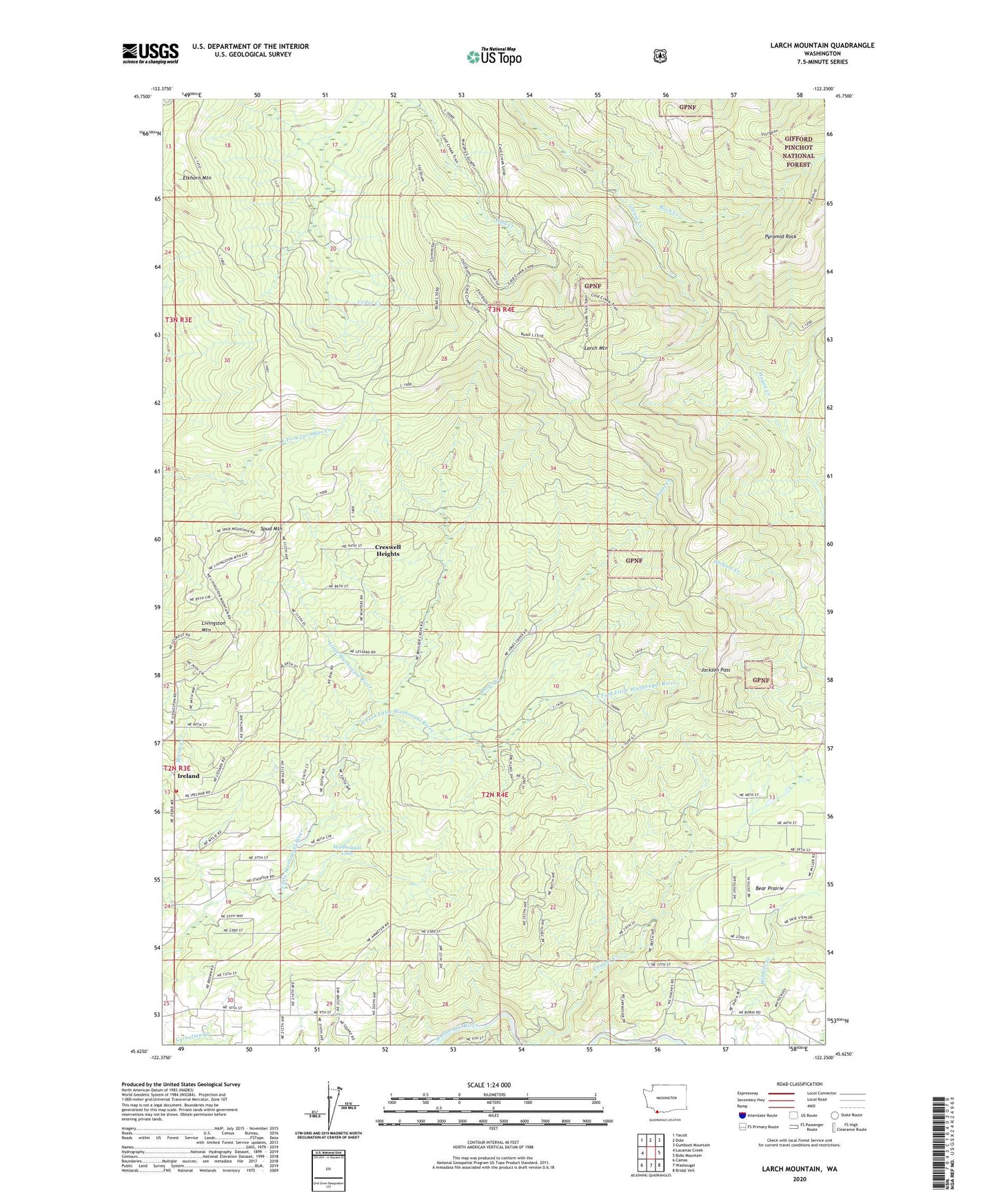 Larch Mountain Washington US Topo Map Image