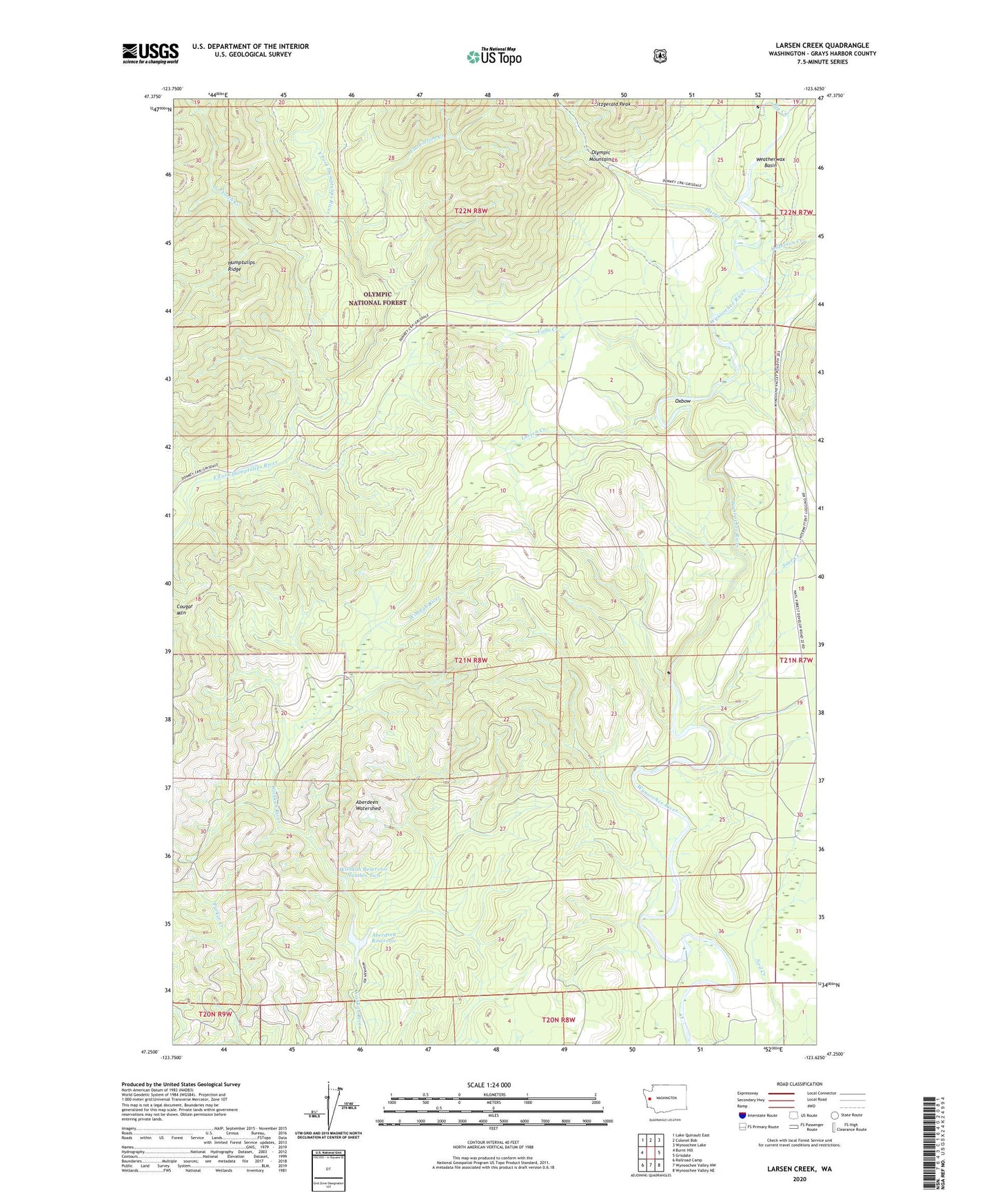 Larsen Creek Washington US Topo Map Image