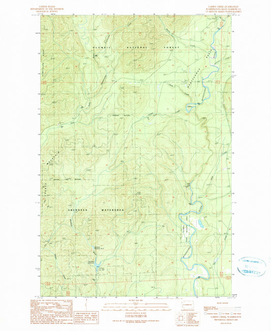 Classic USGS Larsen Creek Washington 7.5'x7.5' Topo Map Image