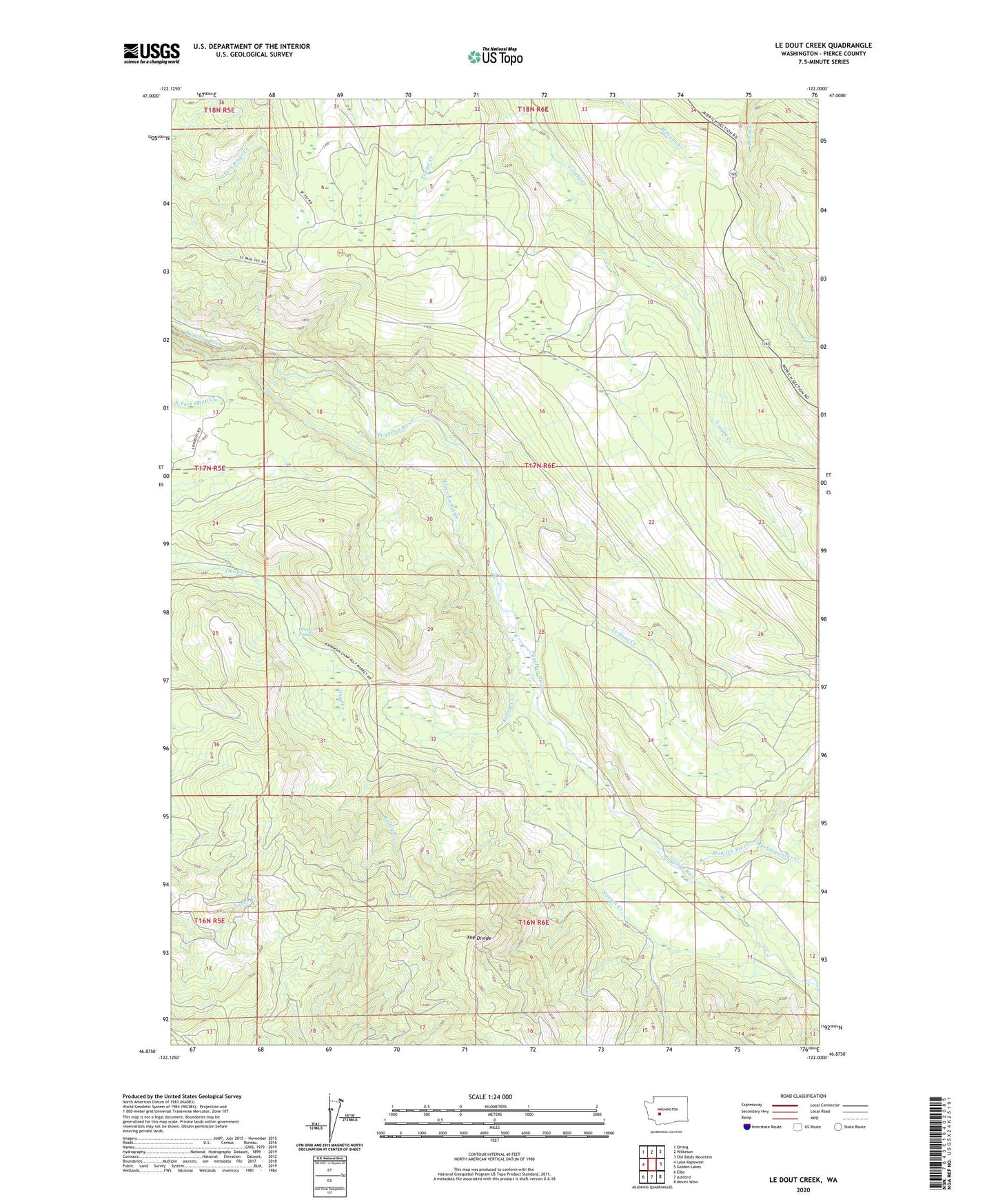 Le Dout Creek Washington US Topo Map Image