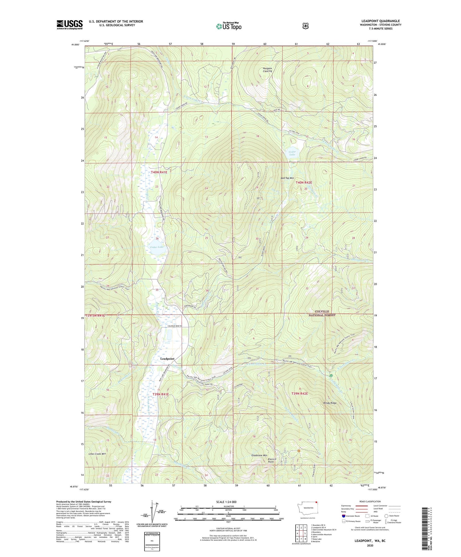 Leadpoint Washington US Topo Map Image