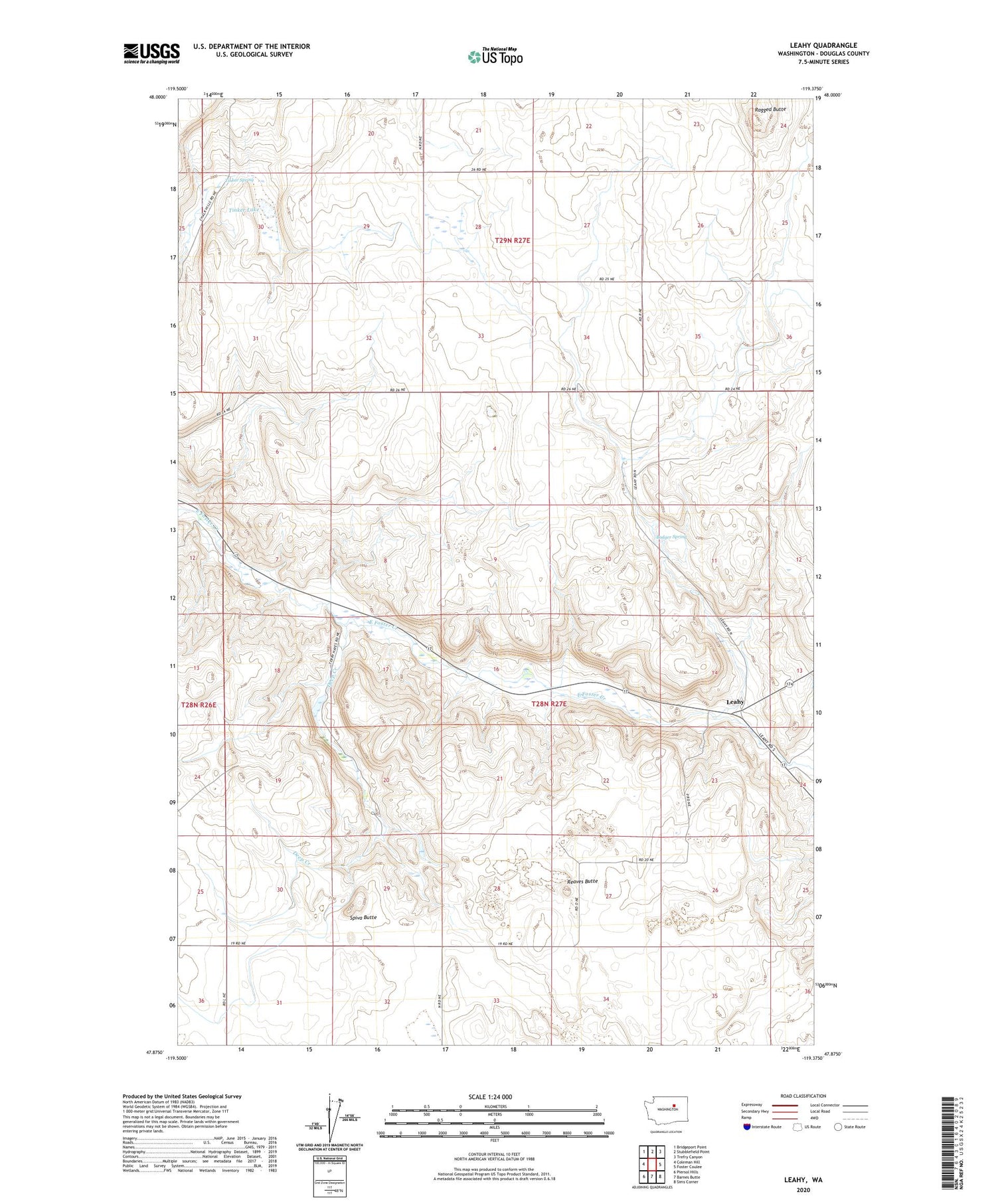 Leahy Washington US Topo Map Image