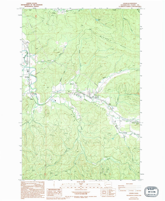 Classic USGS Lebam Washington 7.5'x7.5' Topo Map Image