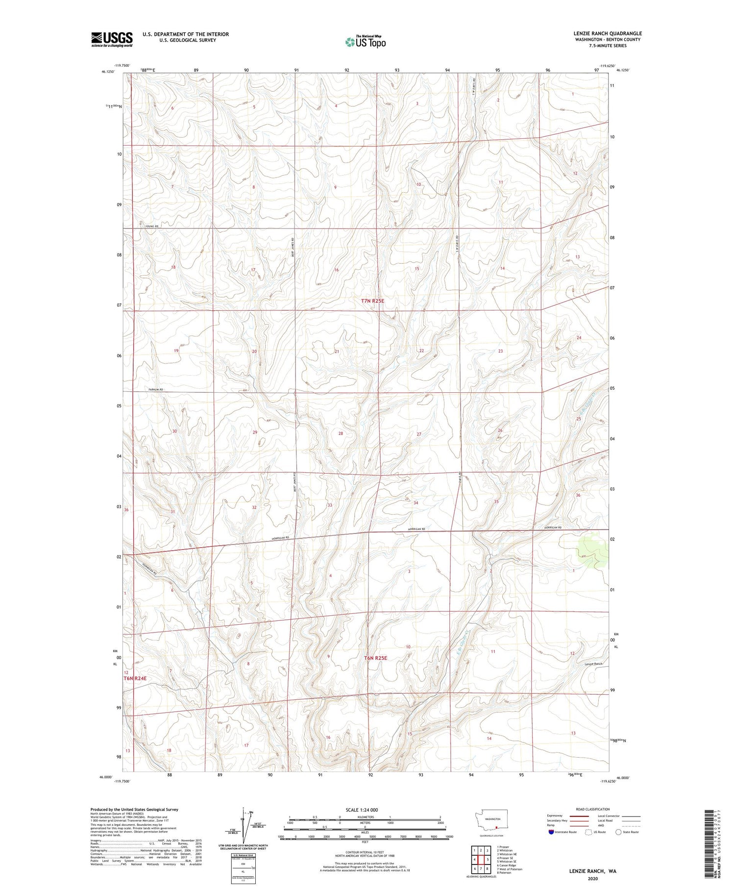 Lenzie Ranch Washington US Topo Map Image