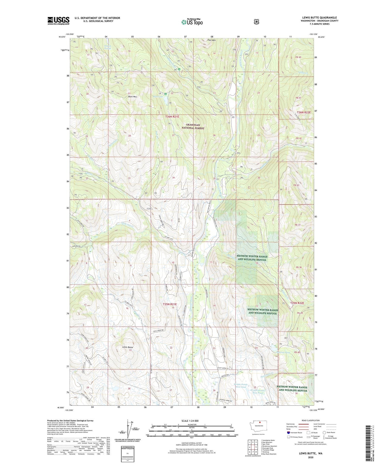 Lewis Butte Washington US Topo Map Image