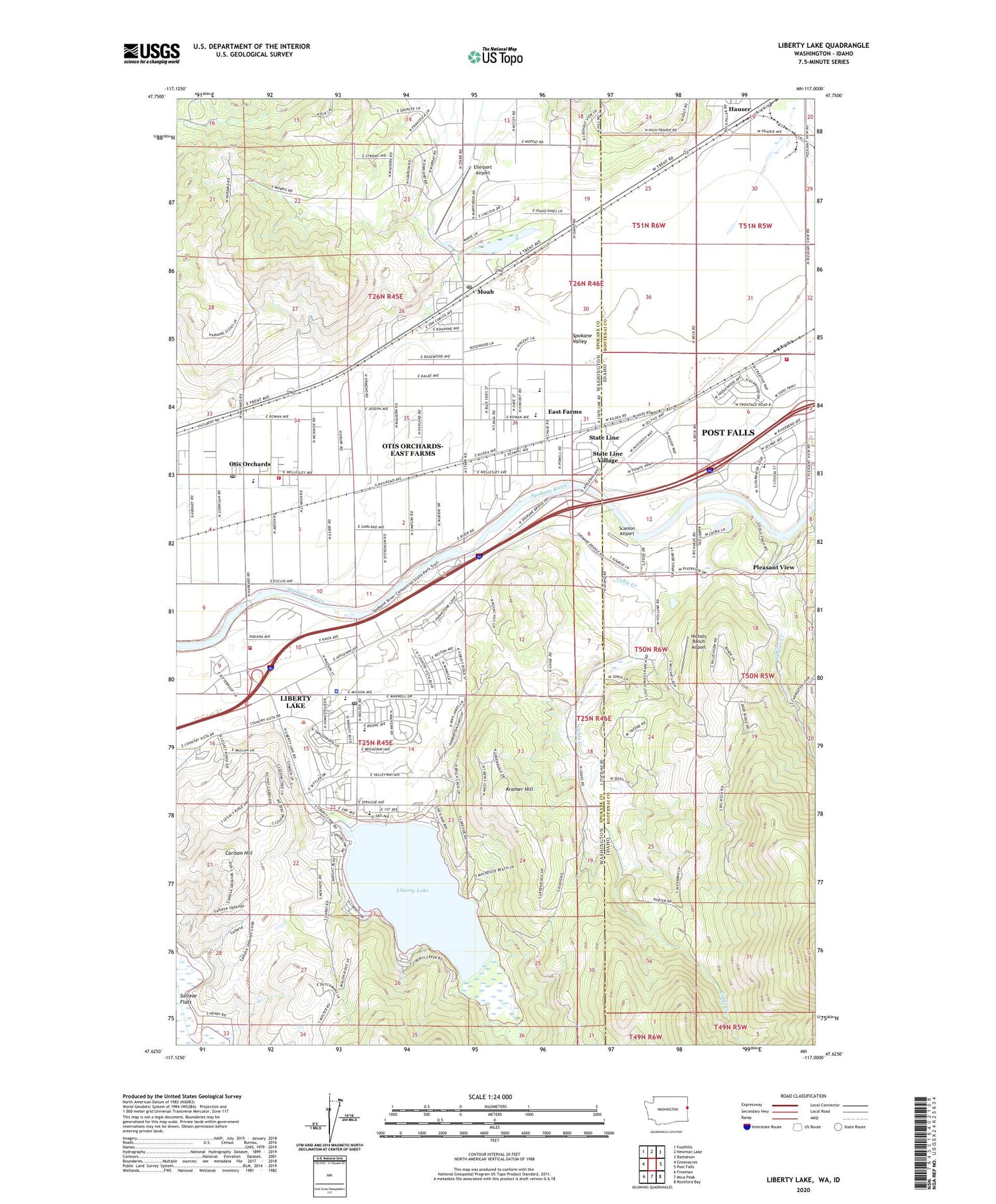 Liberty Lake Washington US Topo Map Image