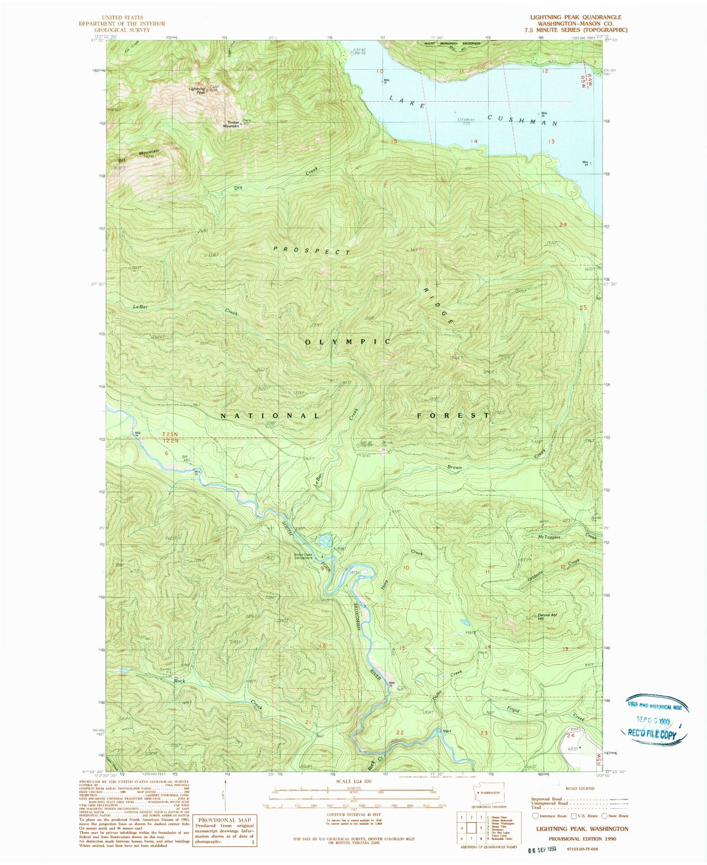 Classic USGS Lightning Peak Washington 7.5'x7.5' Topo Map Image