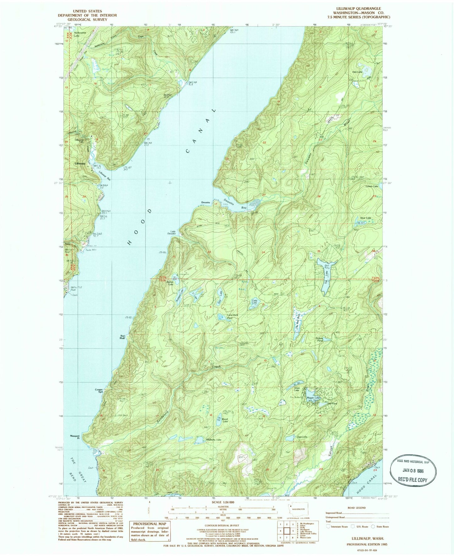 Classic USGS Lilliwaup Washington 7.5'x7.5' Topo Map Image