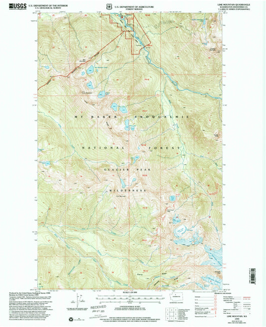 Classic USGS Lime Mountain Washington 7.5'x7.5' Topo Map Image