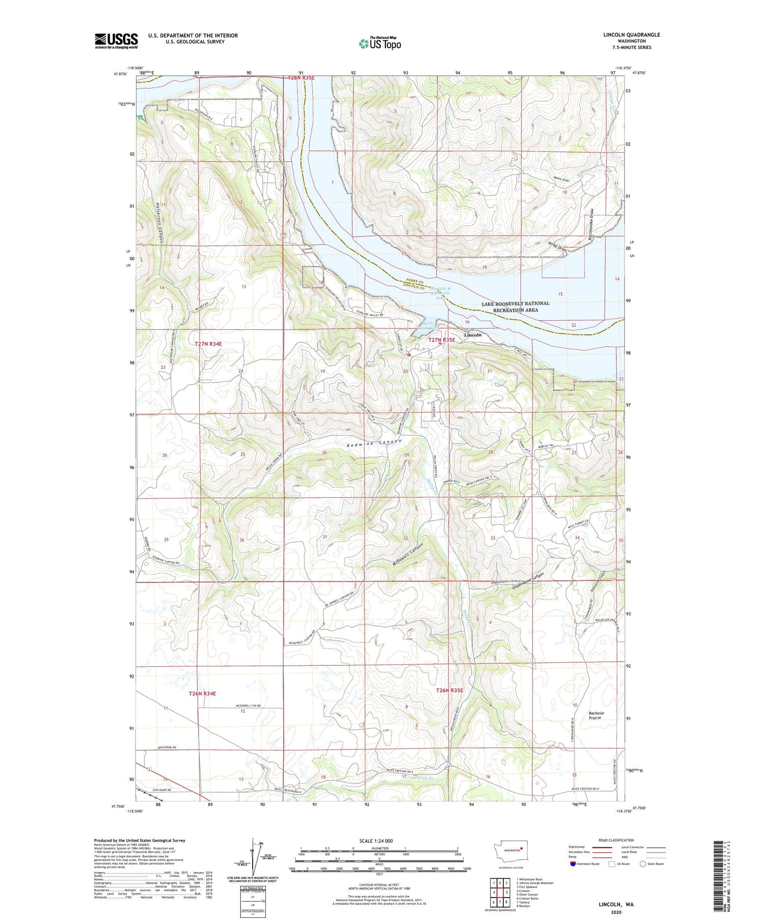 Lincoln Washington US Topo Map Image