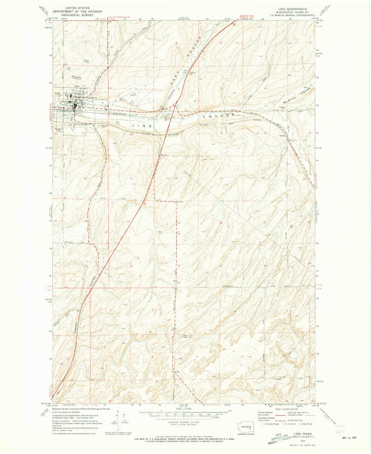 Classic USGS Lind Washington 7.5'x7.5' Topo Map Image