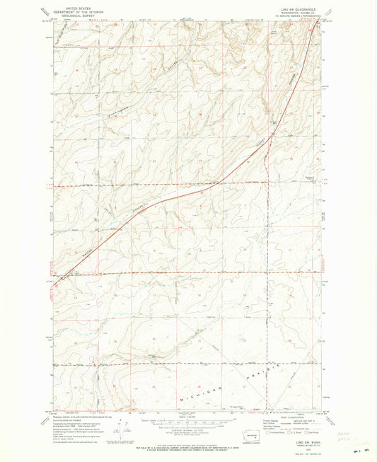 Classic USGS Lind SW Washington 7.5'x7.5' Topo Map Image