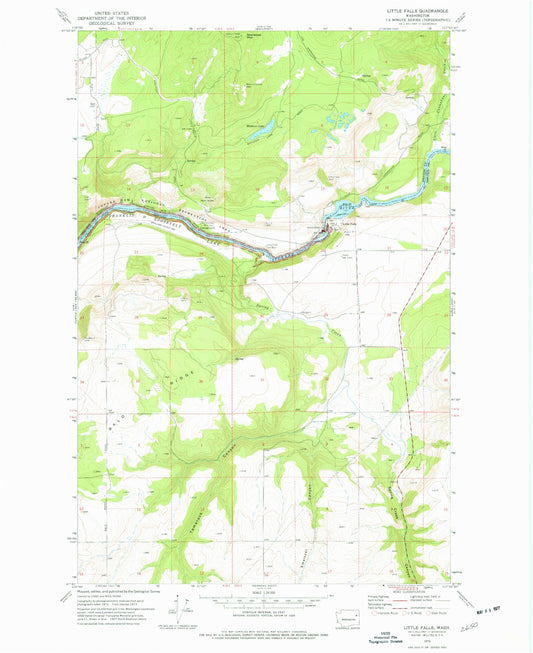Classic USGS Little Falls Washington 7.5'x7.5' Topo Map Image