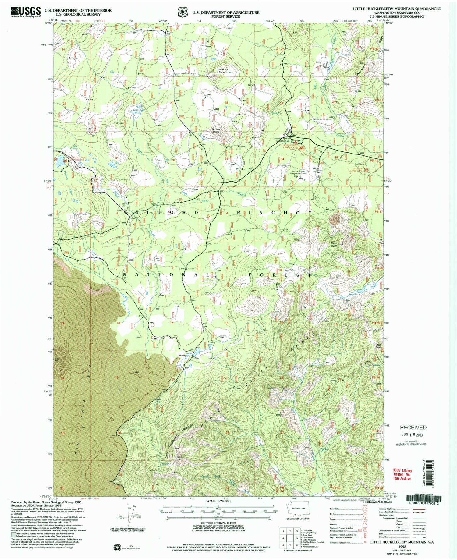 Classic USGS Little Huckleberry Mountain Washington 7.5'x7.5' Topo Map Image
