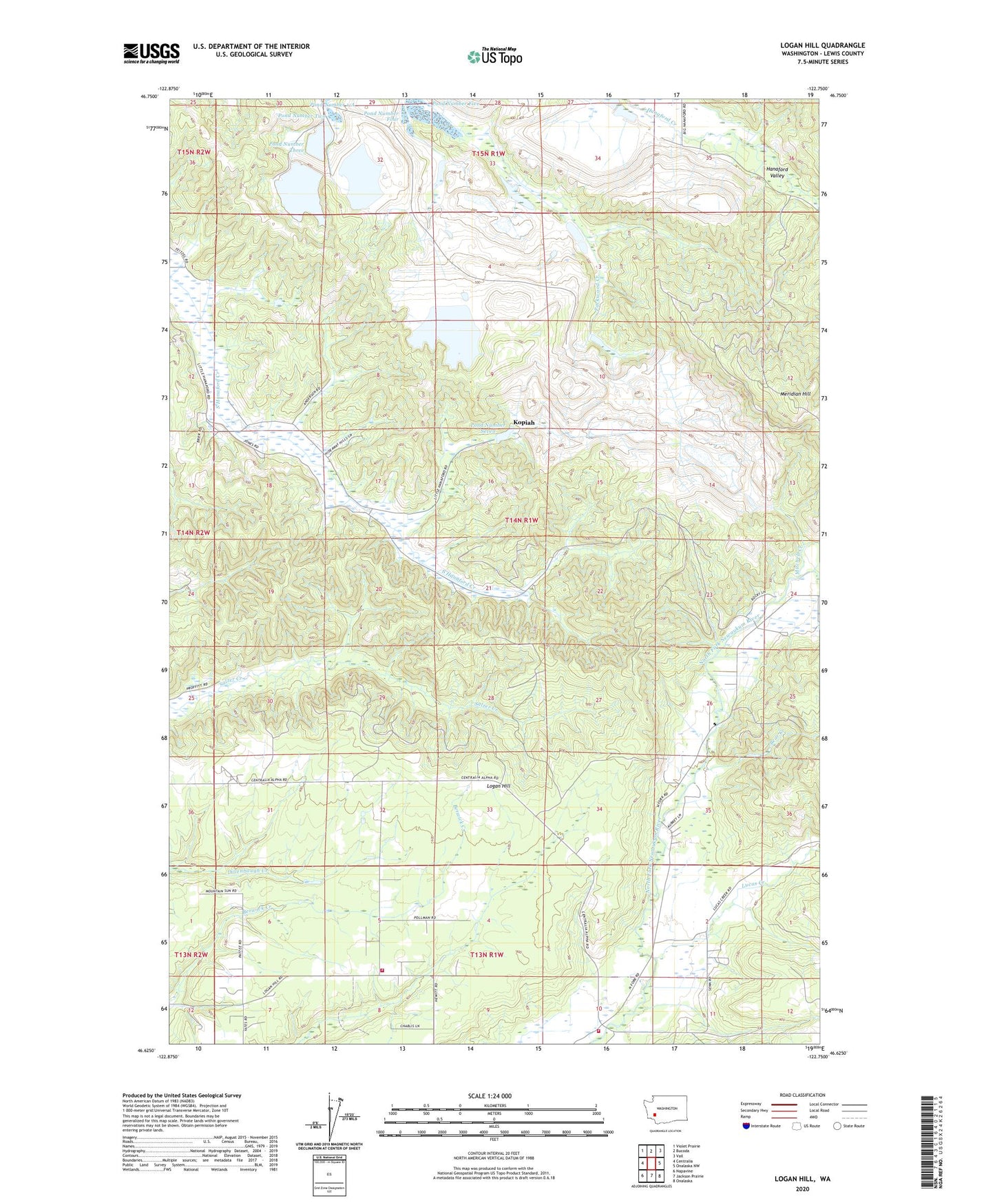 Logan Hill Washington US Topo Map Image