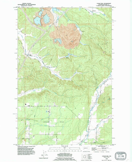 Classic USGS Logan Hill Washington 7.5'x7.5' Topo Map Image
