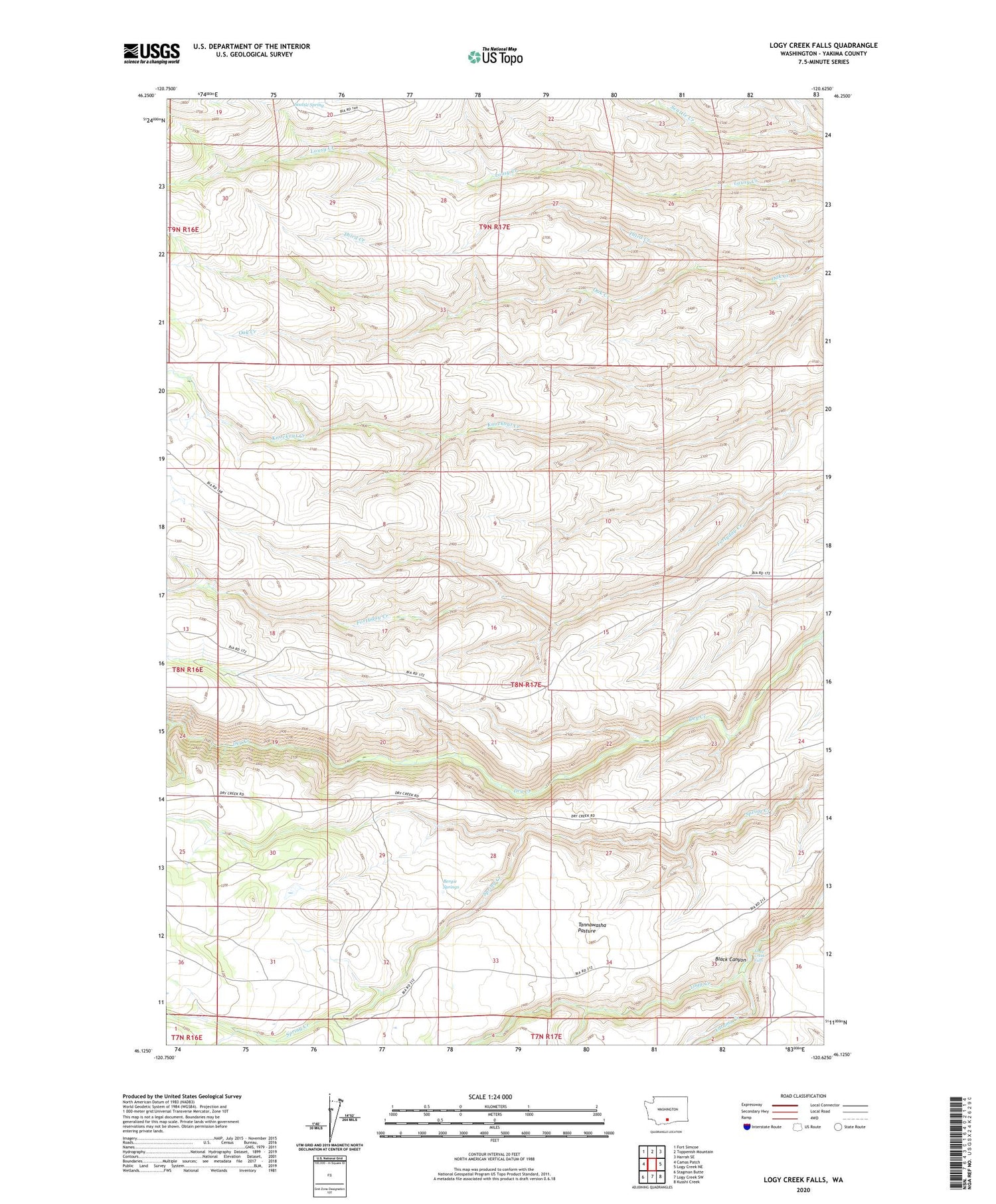 Logy Creek Falls Washington US Topo Map Image