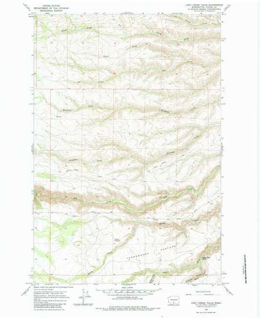 Classic USGS Logy Creek Falls Washington 7.5'x7.5' Topo Map Image