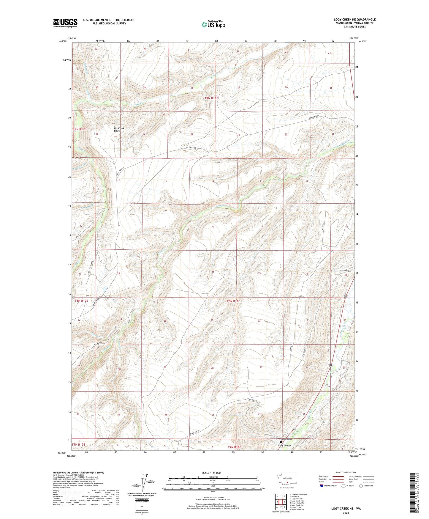 Logy Creek NE Washington US Topo Map Image