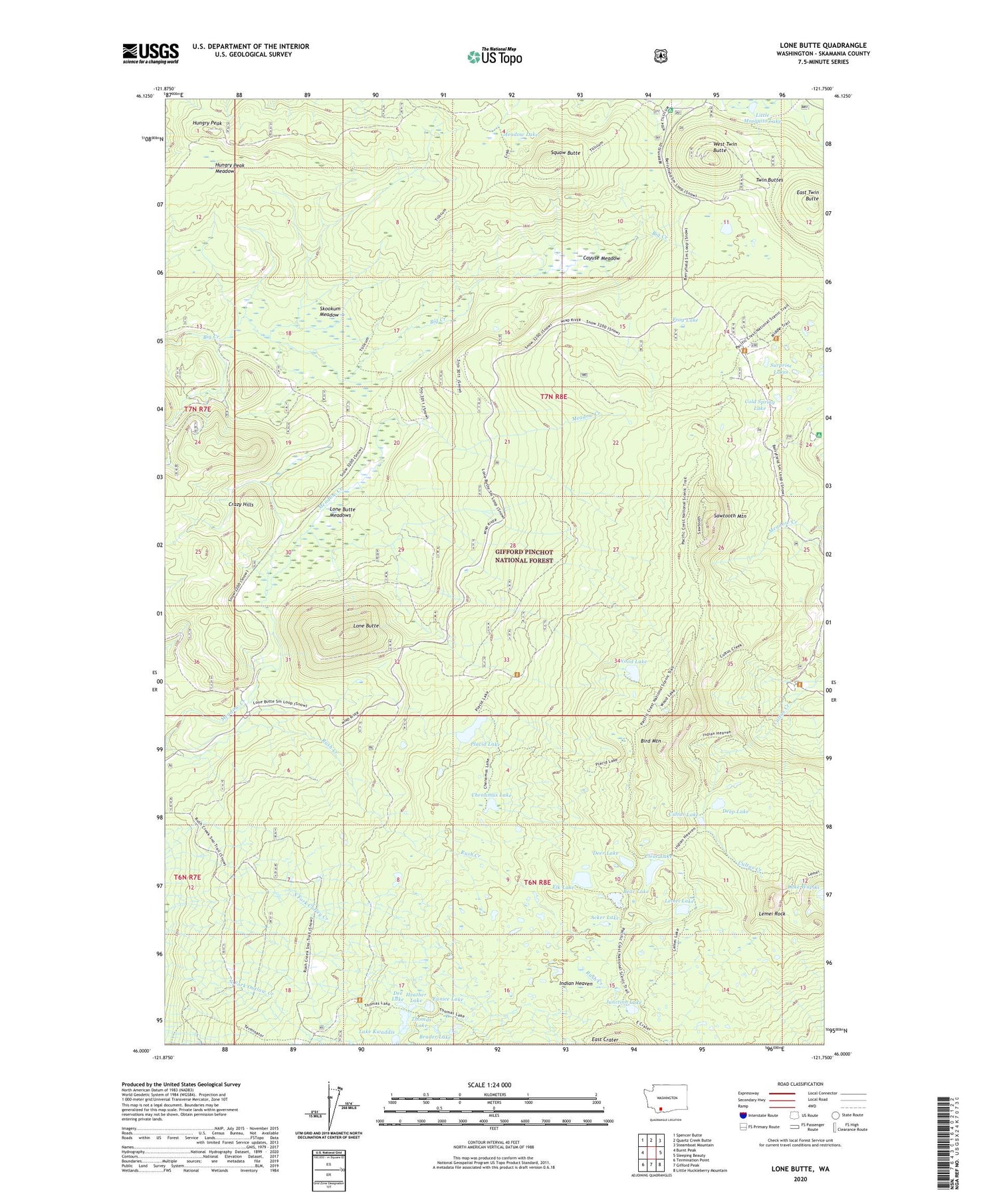 Lone Butte Washington US Topo Map Image