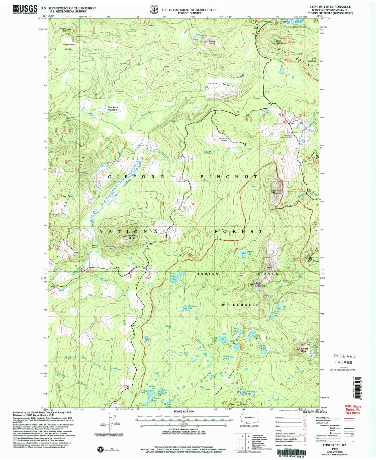 Classic USGS Lone Butte Washington 7.5'x7.5' Topo Map Image