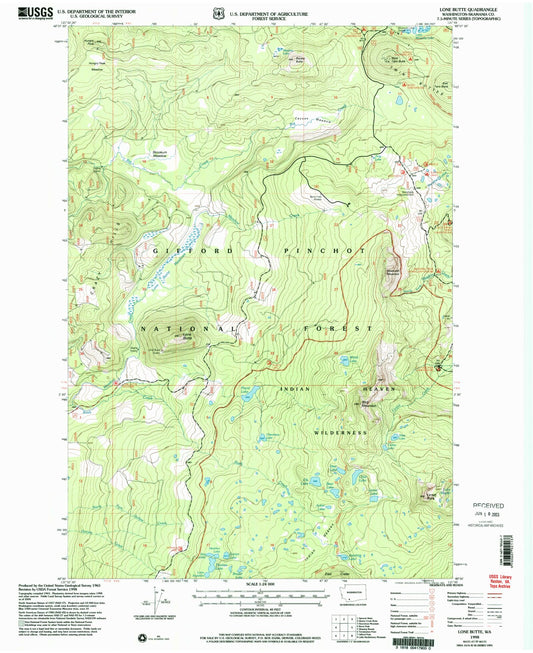 Classic USGS Lone Butte Washington 7.5'x7.5' Topo Map Image
