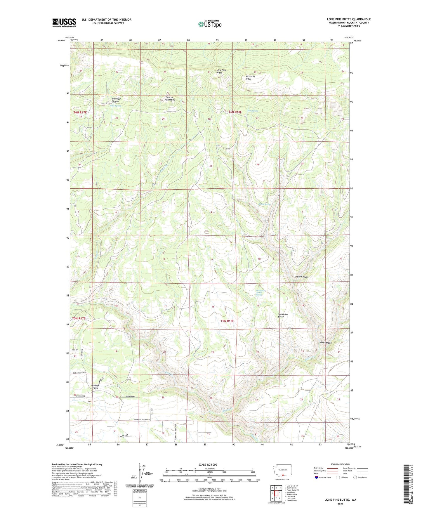 Lone Pine Butte Washington US Topo Map Image