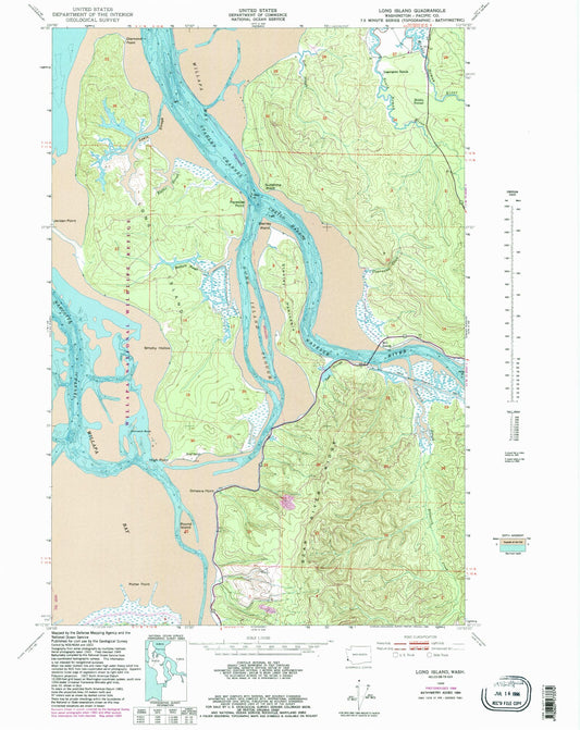 Classic USGS Long Island Washington 7.5'x7.5' Topo Map Image