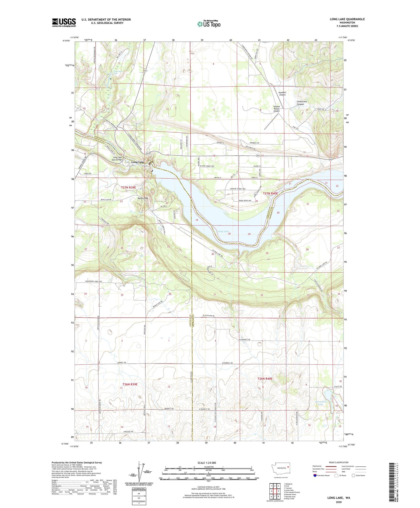 Long Lake Washington US Topo Map Image