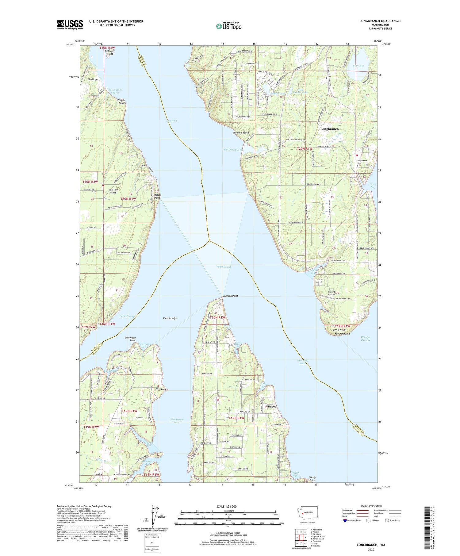 Longbranch Washington US Topo Map Image