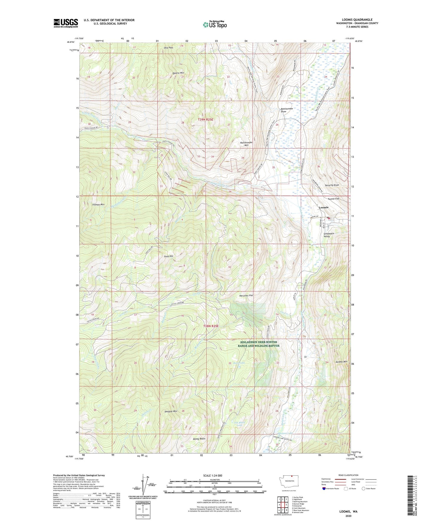 Loomis Washington US Topo Map Image
