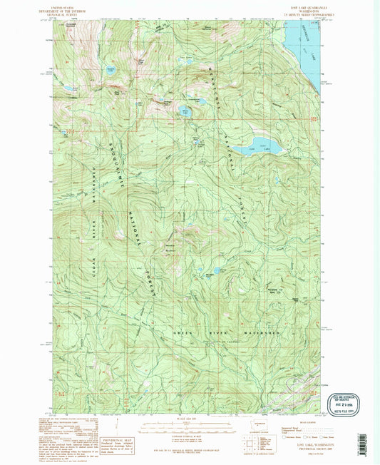 Classic USGS Lost Lake Washington 7.5'x7.5' Topo Map Image