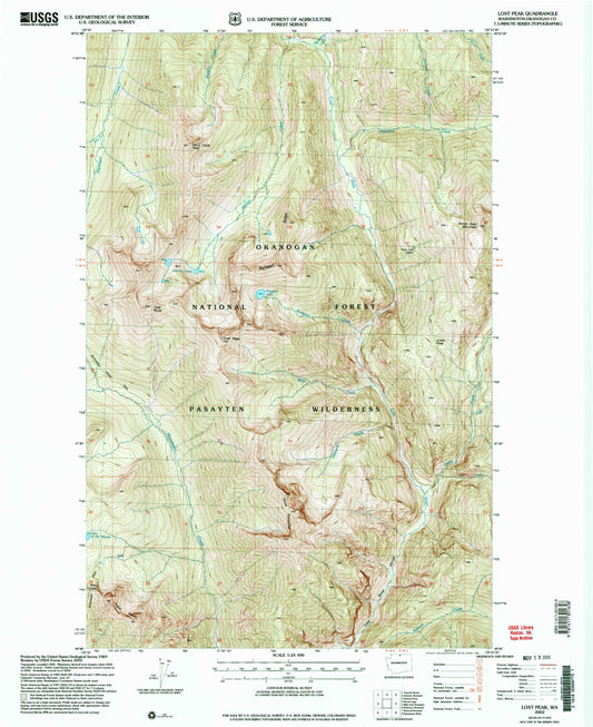 Classic USGS Lost Peak Washington 7.5'x7.5' Topo Map Image