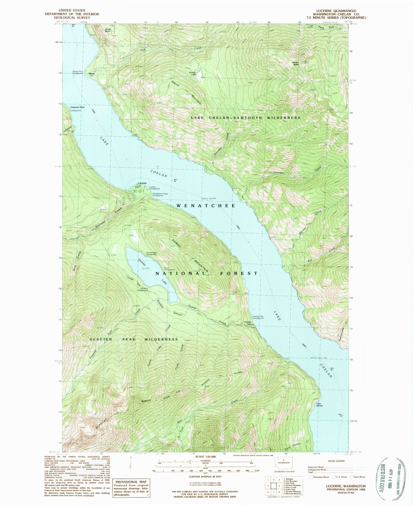 Classic USGS Lucerne Washington 7.5'x7.5' Topo Map Image