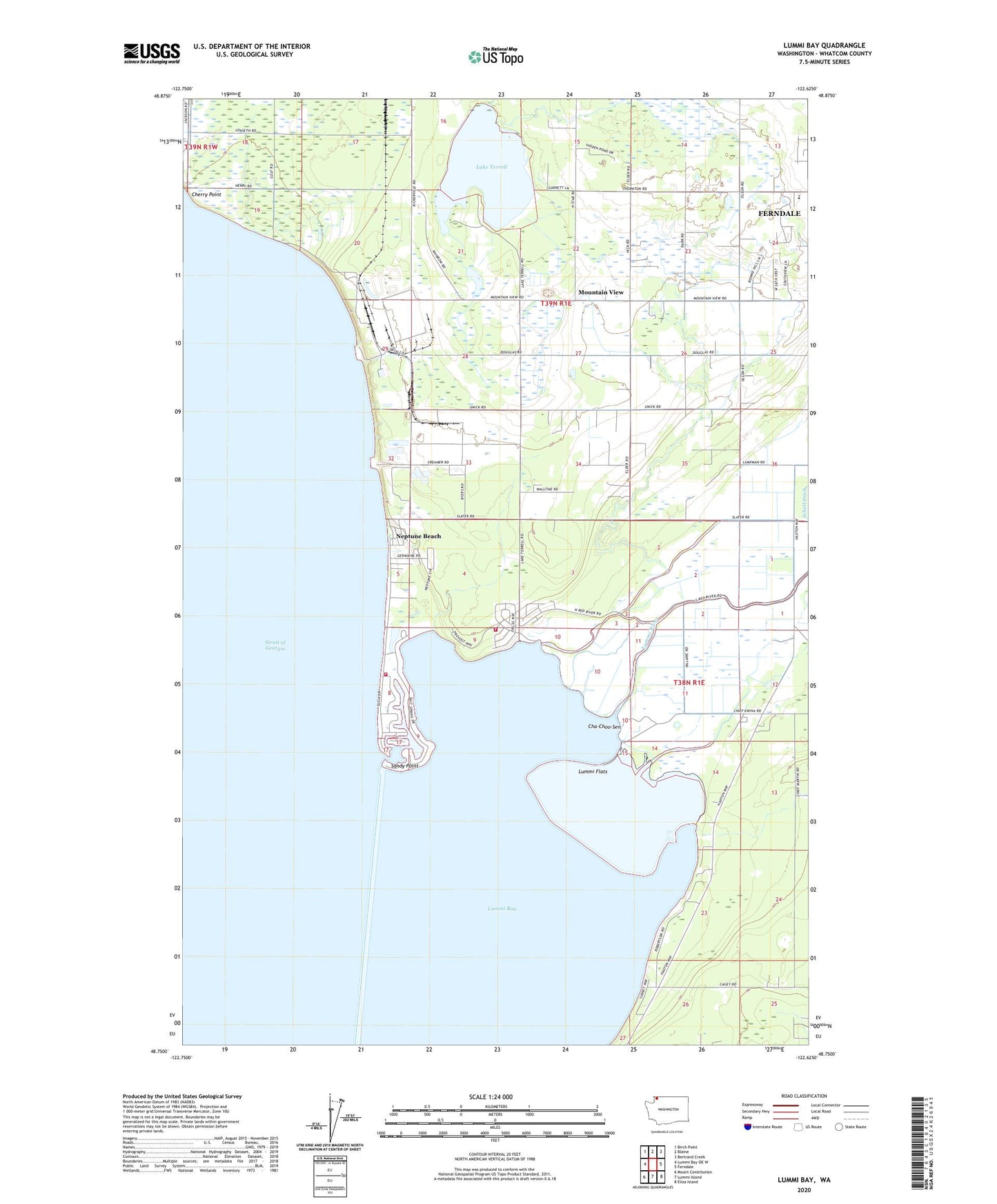 Lummi Bay Washington US Topo Map Image