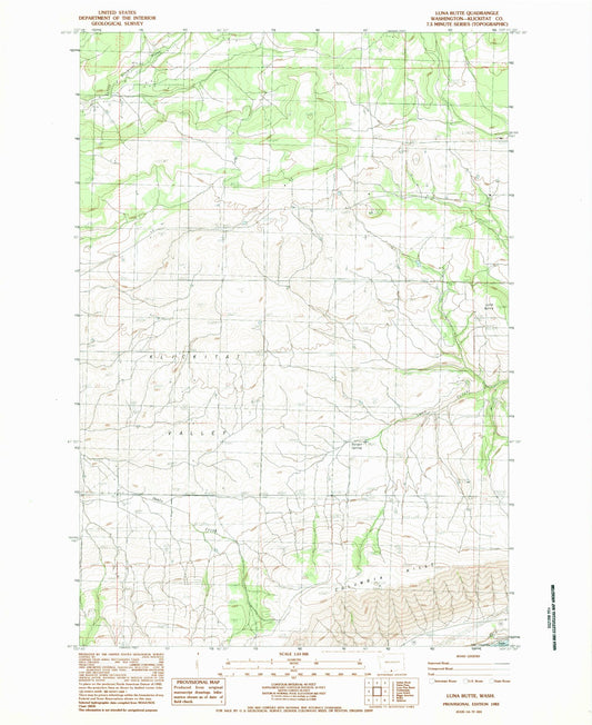 Classic USGS Luna Butte Washington 7.5'x7.5' Topo Map Image
