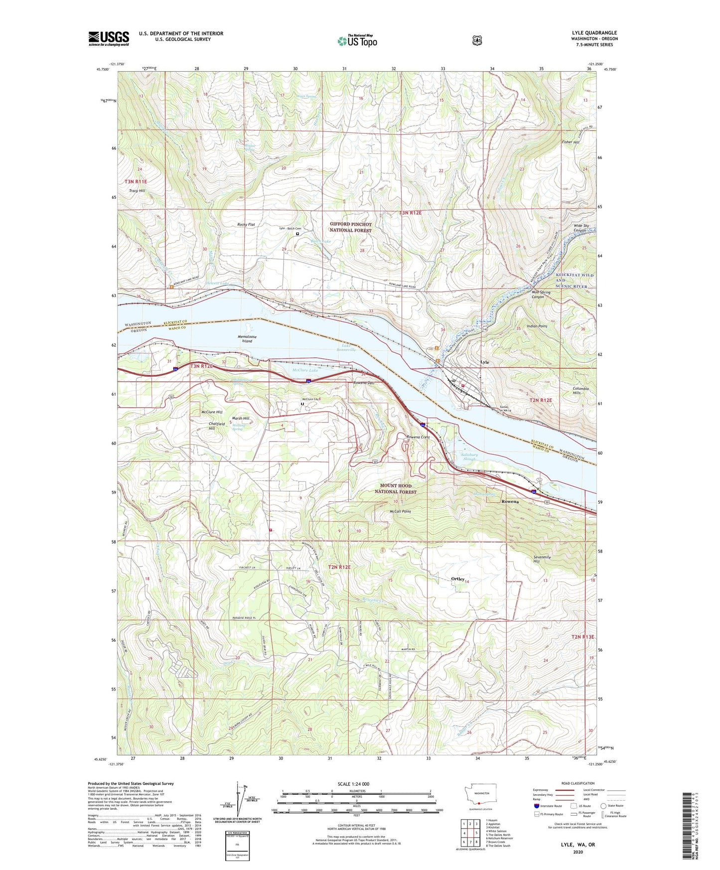 Lyle Washington US Topo Map Image