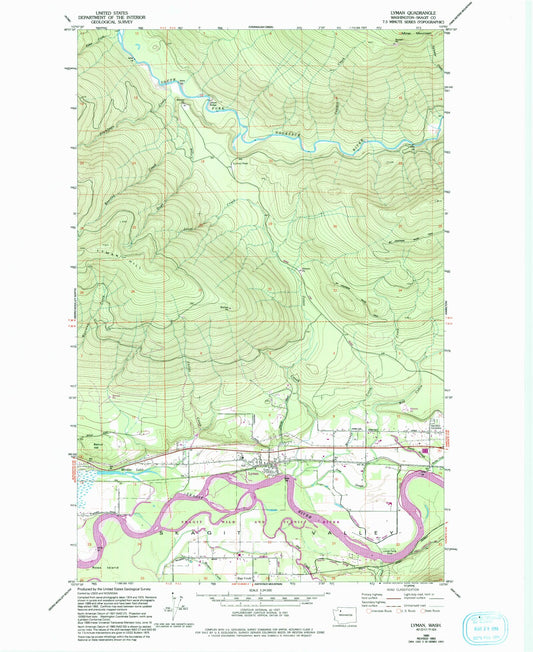 Classic USGS Lyman Washington 7.5'x7.5' Topo Map Image