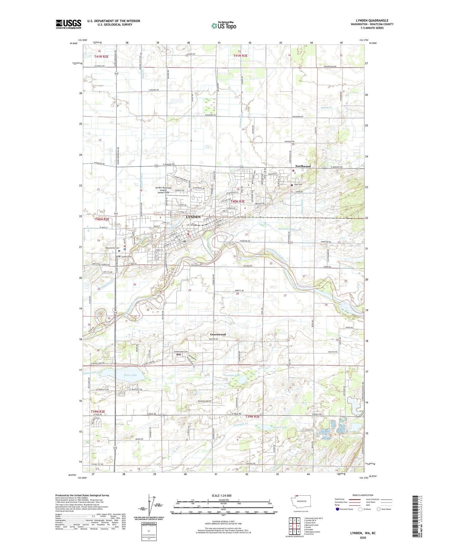 Lynden Washington US Topo Map Image