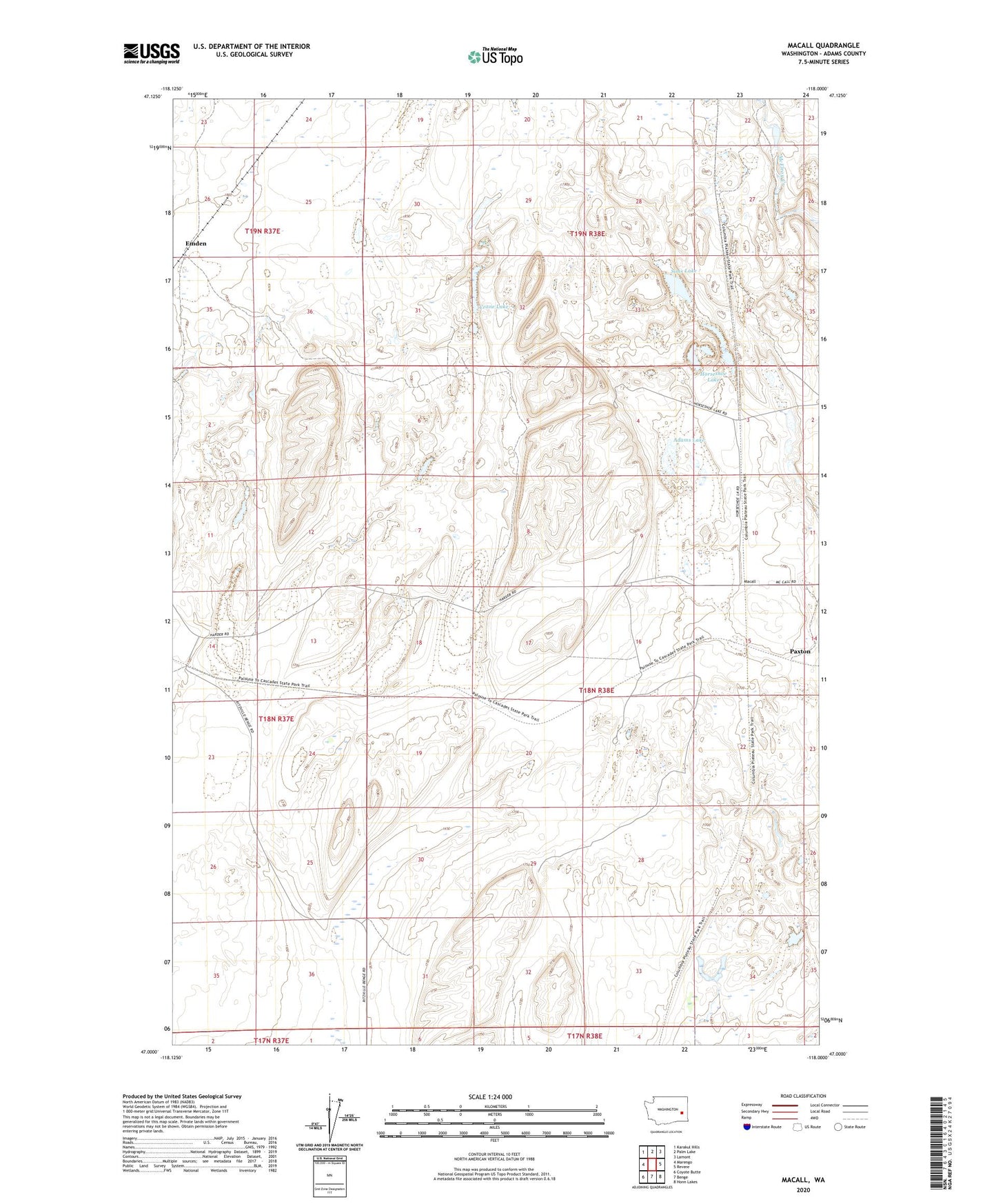 Macall Washington US Topo Map Image