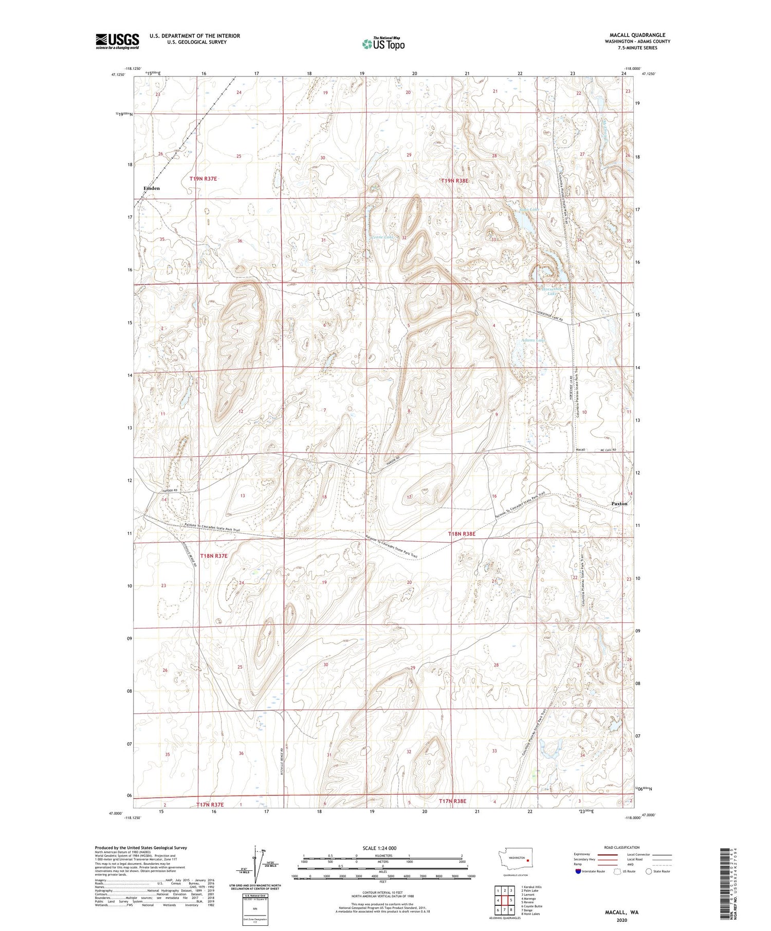 Macall Washington US Topo Map Image